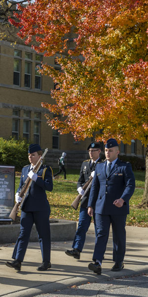 Group of ROTC students march on SIU Campus