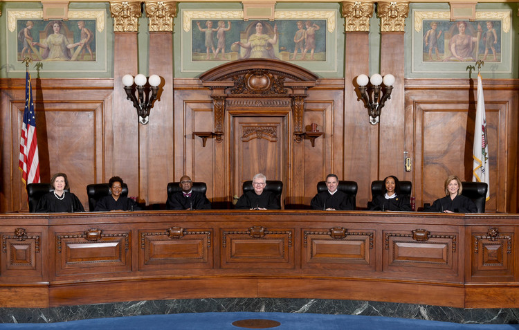 far shot of alll Illinois Supreme Court Justices